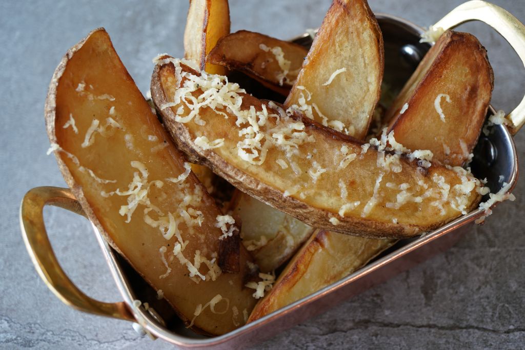 Fried Potato Wedges with Truffle Cheese