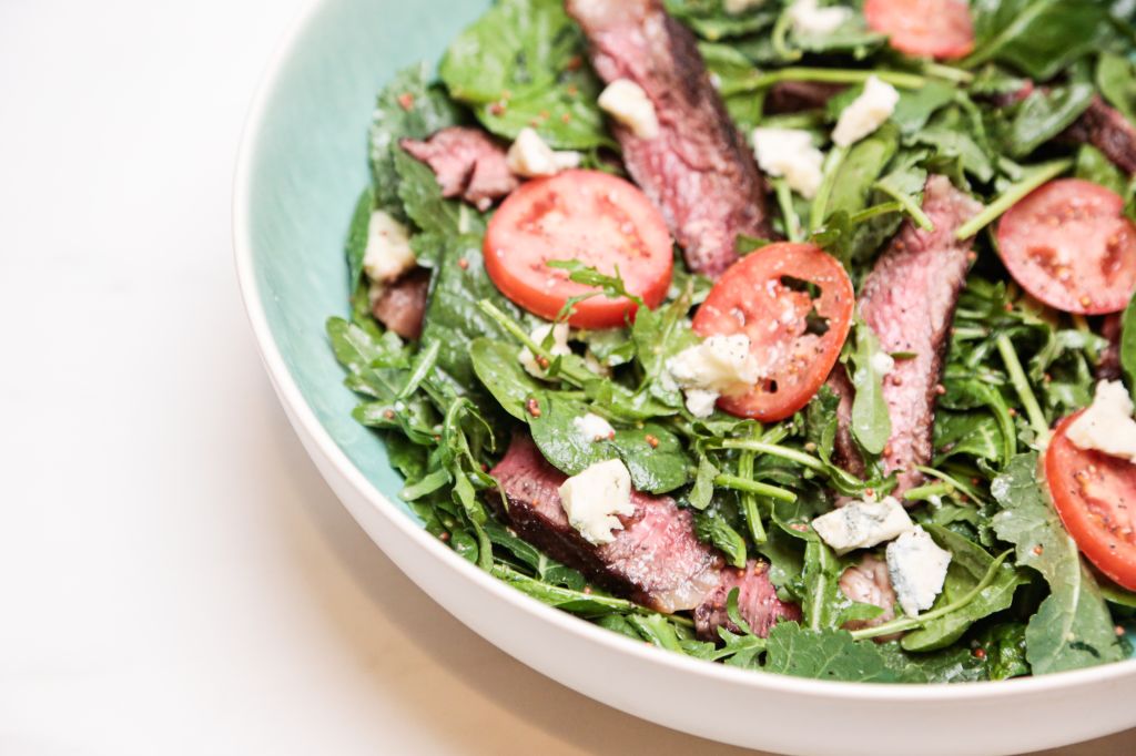 Creamy Kale and Spinach Salad with Ribeye