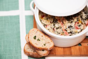 Creamy Collard Green Dip and Crostini