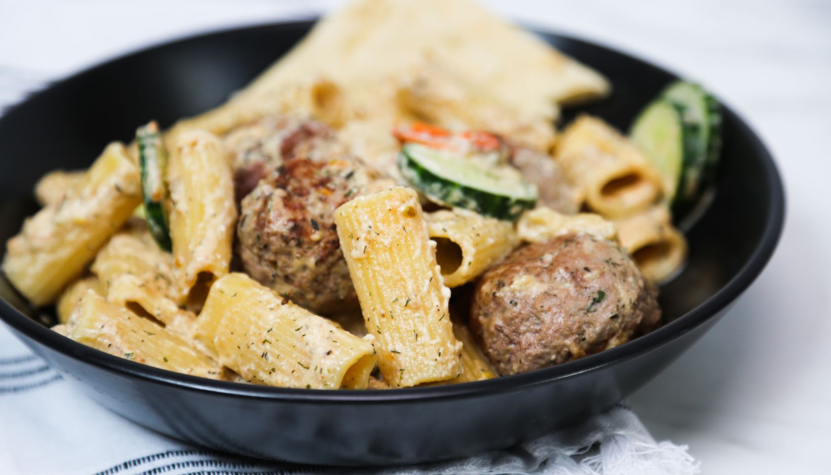 Gyro Rigatoni with Tzatziki Sauce