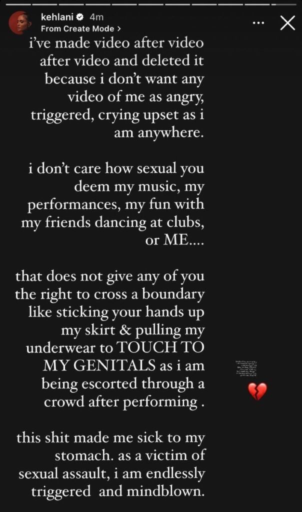 Kehlani's IG story