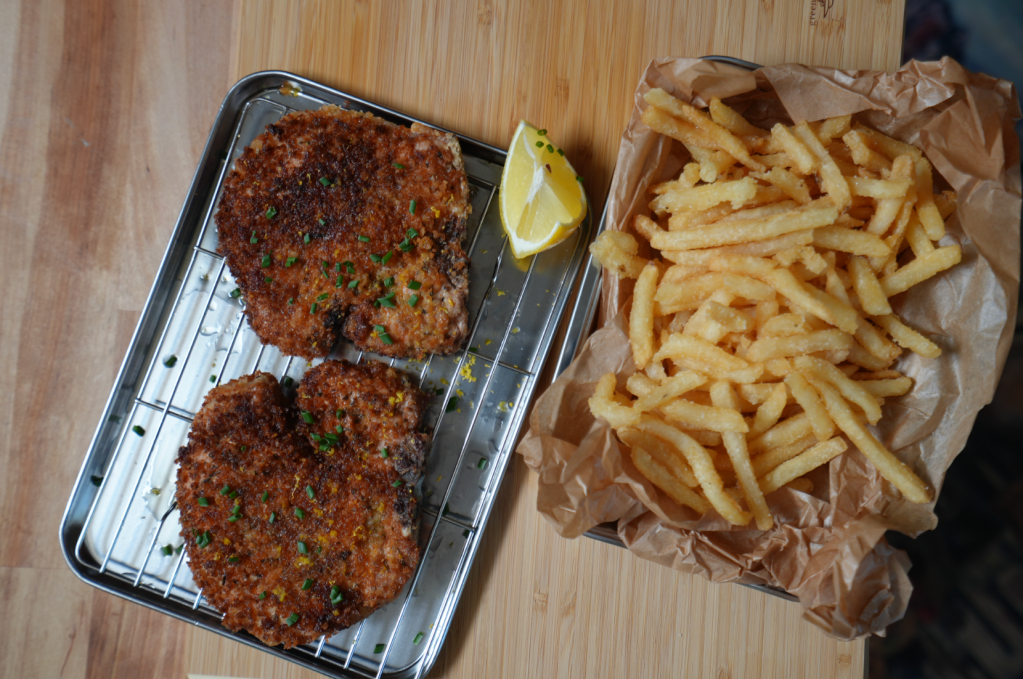 Pork Milanese with Truffle Fries recipe, Living By Design