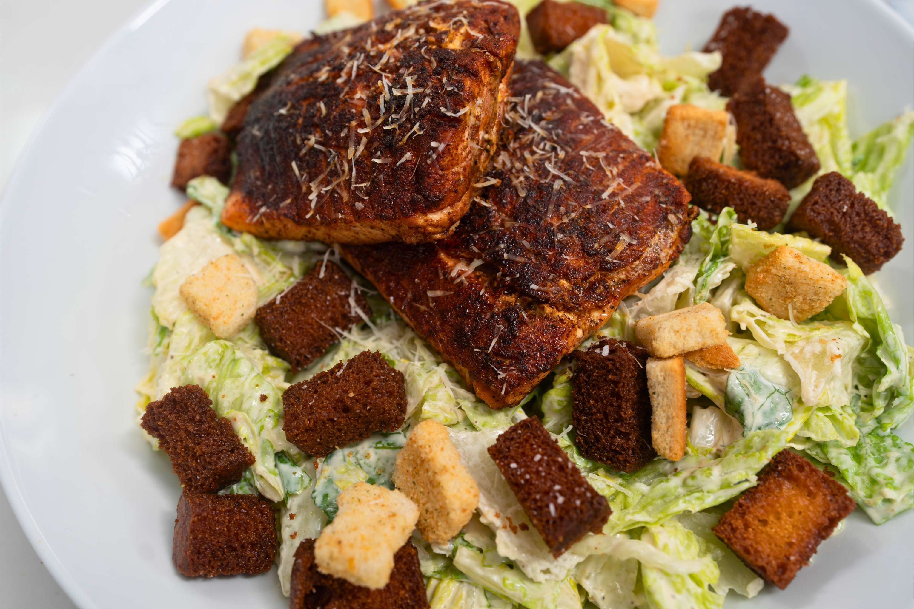 Caesar Salad Topped With Blackened Salmon | New Soul Kitchen Remix